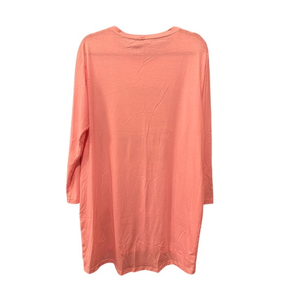 Womens Long Sleeve Tunic Dress Cat Graphic Pink Pockets Casual Plus Size - Picture 2 of 3